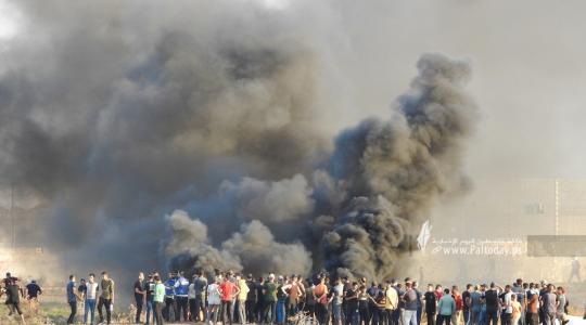 إصابات جراء قمع العدو الإسرائيلي للتظاهرات السلمية شرق غزة