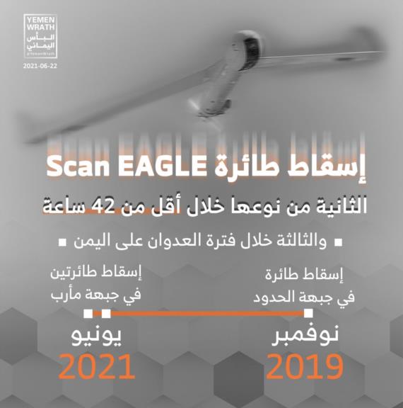 الدفاعات الجوية تسقط لثالث مره طائرة تجسس أمريكية من طراز (سكان إيغل Scan Eagle)