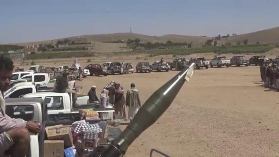 قافلة غذائية مقدمة من أبناء بني حشيش دعمًا للجيش واللجان