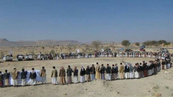 قافلة ووقفة لأبناء سحار بصعدة لإعلان النفير إلى الجبهات