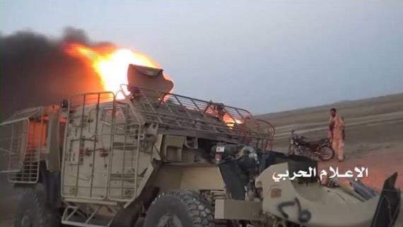 تدمير ثلاث آليات لقوى الغزو والمرتزقة في ذوباب غربي تعز