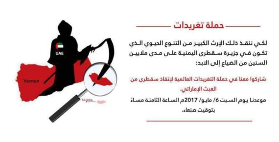 إنطلاق حملة تغريدات لإنقاذ سقطرى من عبث العدوان الإماراتي