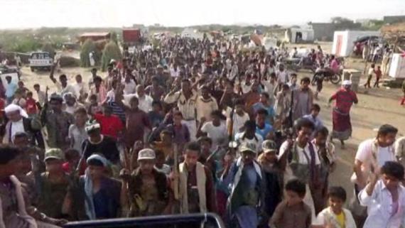 مظاهرة حاشدة في مستبأ بمحافظة حجة إعلانًا للنفير العام