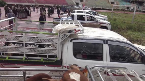 بدء وصول قوافل دعم الجبهات والحشود الجماهيرية إلى ميدان السبعين