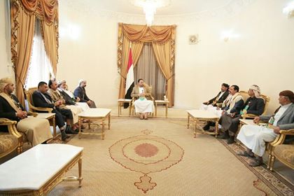 الرئيس الصماد يلتقي عدد من مشائخ مديرية همدان