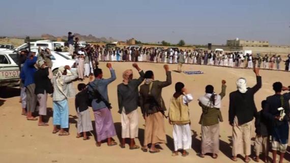 صعدة : وقفة شعبية في مديرية مجز تنديداً باستمرار العدوان