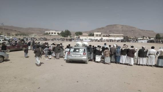 أبناء مديريات باقم ومجز وقطابر بصعدة ينددون بجرائم العدوان ويعلنون النفير العام