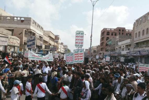 مسيرة جماهيرية حاشدة في باجل بالحديدة لإعلان النفير ورفد جبهات الساحل الغربي (صور)
