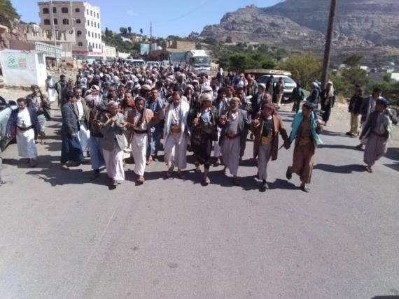 قبائل الطويلة بالمحويت تعلن النفير العام لمواجهة تصعيد العدوان(صور)