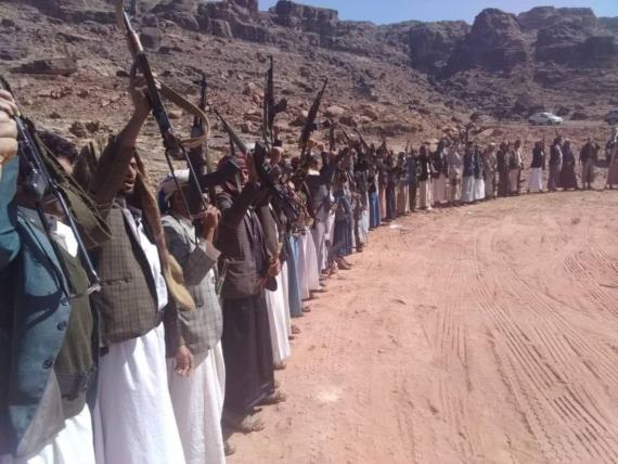 بالصور..وقفة لقبائل بني الغسان بالمحويت تندد بجرائم وخروقات العدوان