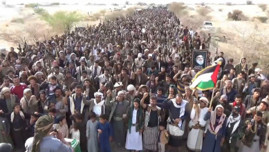 مسيرات حاشدة في 15 ساحة بمأرب تضامنًا مع الشعب الإيراني