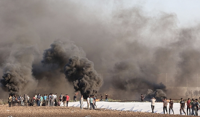 إصابات في صفوف الفلسطينيين جراء قمع العدو الصهيوني تظاهرات شرقي غزة تنديدا باقتحام الأقصى