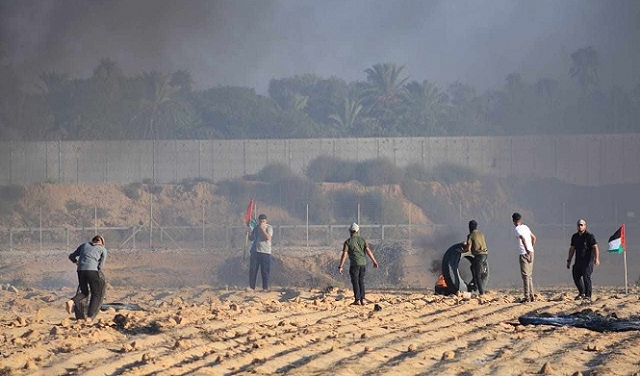 إصابات بمواجهات مع العدو الصهيوني شرقي غزة نصرة للأقصى والأسرى
