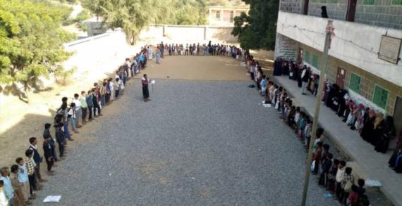 مسير ووقفات طلابية لمدارس محافظة حجة نصرة للشعب الفلسطيني