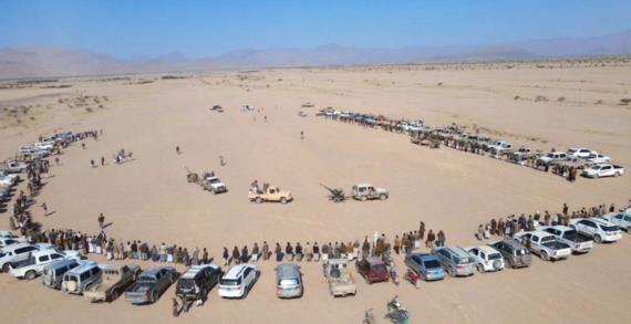 وقفة لقبائل همدان بالجوف نصرة لغزة وتأكيد الجهوزية لأي عدوان